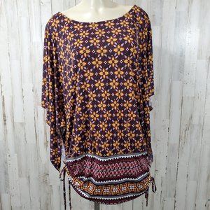 Style & Co Woman Top Black Dolman Flutter Sleeves